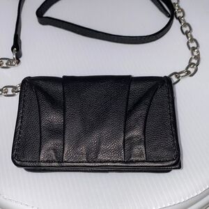 Schutz Black Leather Mini Wallet Crossbody Belt Bag